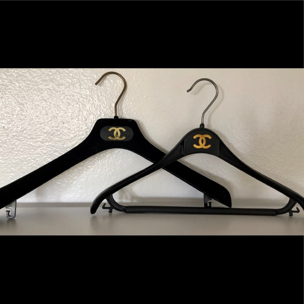 TWO Authentic Chanel Hangers 1 Flocked, 1 Plastic.